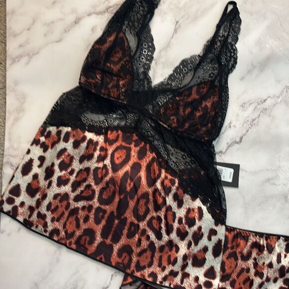 NWT Frederick’s of Hollywood Rosalina Rose Animal Print Cami & Boy Short - Picture 3 of 8